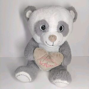 Valentines 13" Baby Teddy Bear Gray & White LOVE Lovey Plush‎ Stuffed Animal